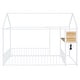 preview thumbnail 10 of 36, Full Size Metal Bed with Desk, House Bed Frame with Shelves and USB Ports