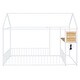 preview thumbnail 10 of 17, White Full Size Metal Bed with Desk, House Bed Frame with Shelves and USB Ports