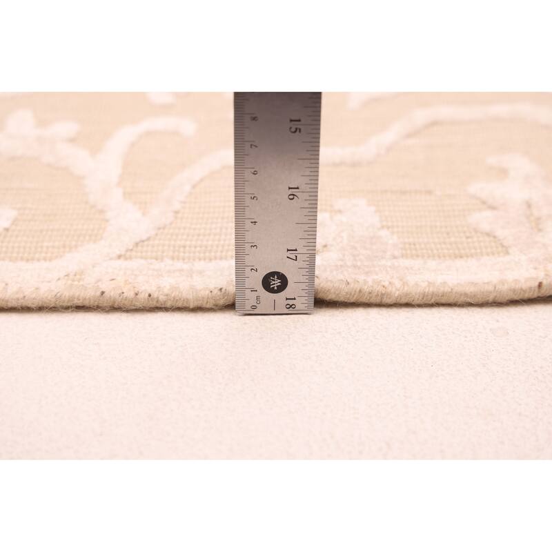 ECARPETGALLERY Hand Loomed Elysian Beige, Ivory Viscose, Wool Rug - 6'8 x 8'1