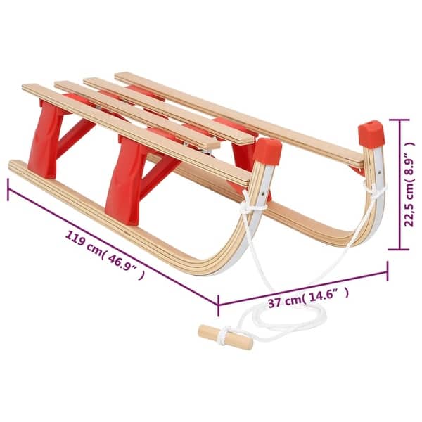 dimension image slide 0 of 2, vidaXL Folding Sledge Wood 43.3"/46.9"