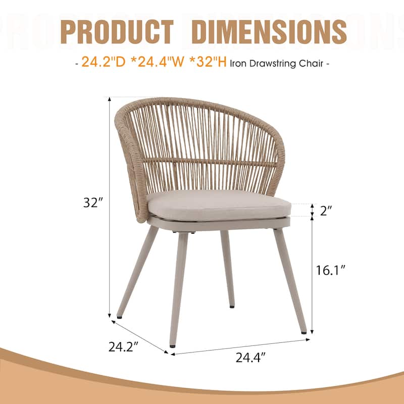Outdoor 2-piece Dining Chair with Cushion