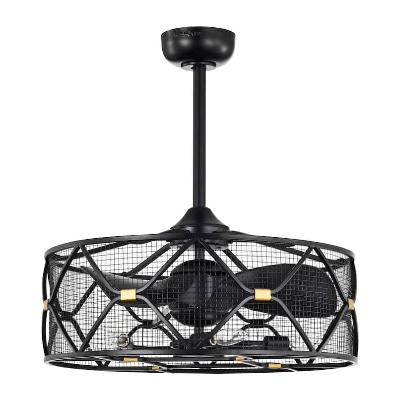 Nelle 24-inch Matte Black 6 Lights 3 Blades Lighted Ceiling Fan with Remote