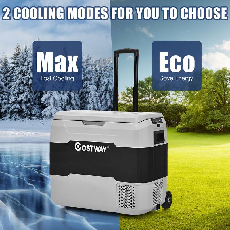 Costway 53 QT Portable Car Refrigerator Dual-Zone Car Cooler for RVs - See details