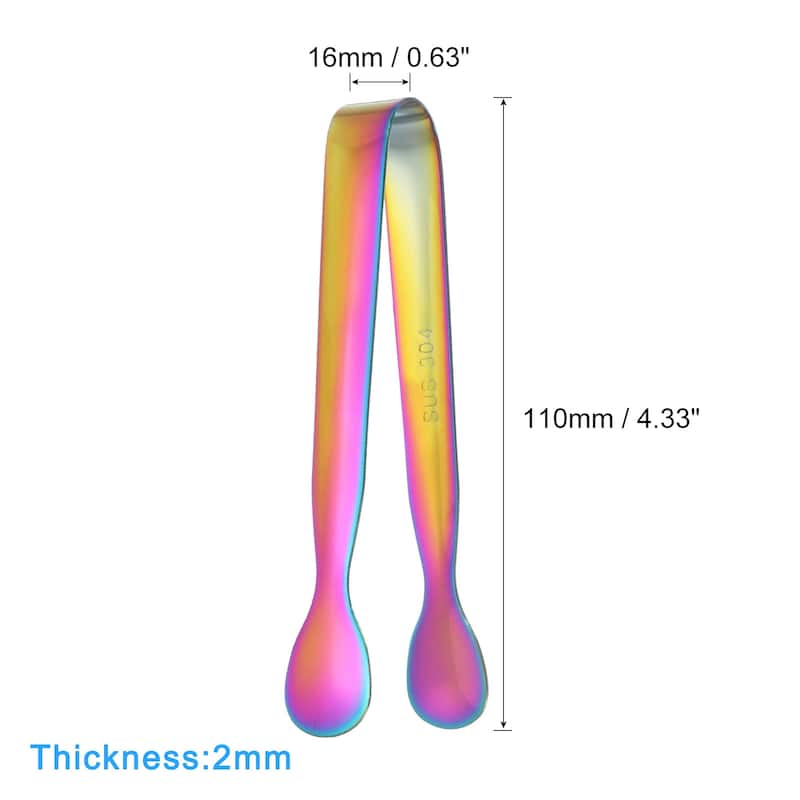 Serving Tongs, 4.3 Inch 304 Stainless Steel Ice Tongs for Sugar - Multicolored - 8pcs