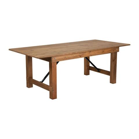 Offex 7' x 40" Rectangular Antique Rustic Solid Pine Folding Farm Table - Brown