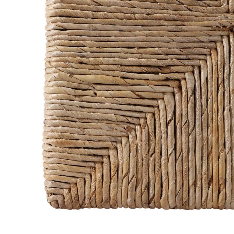 Decorative Textured Woven Ottoman for House Decor - 18", Brown