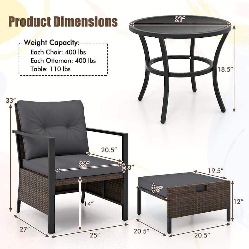 5PCS Outdoor Furniture Set Table Patio Conversation Set