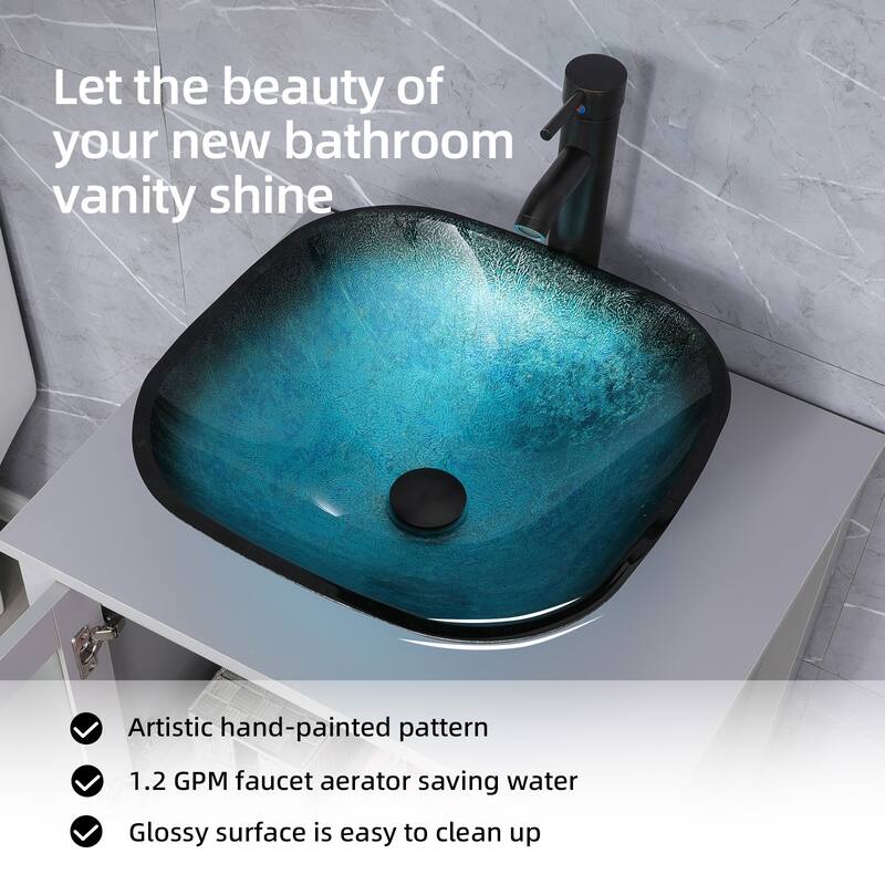 48" Bathroom Vanity Set Vessel Sink Mirror Faucet W/ Small Cabinet Combo