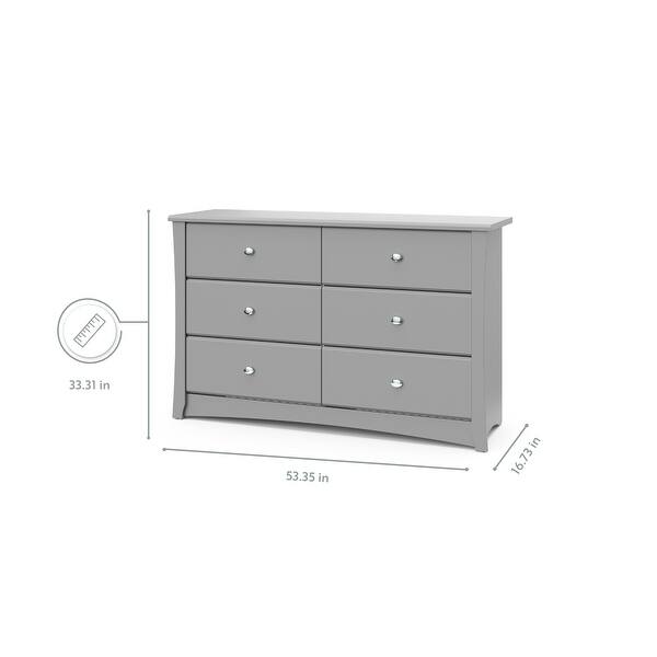 dimension image slide 3 of 6, Storkcraft Crescent 6 Drawer Chest - Durable, Stylish, and Elegant Storage Solution with 6 Spacious Drawers
