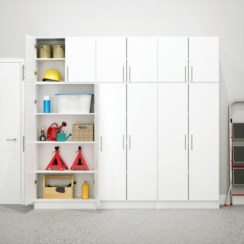 Prepac Elite Wall Cabinet, Garage Cabinet with Storage Shelf, Stackable, Garage Storage Cabinet with Doors and Shelves - White