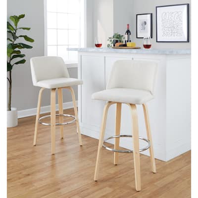 Carson Carrington Vallberga 30" Fixed-Height Bar Stool with Natural Wood Base (Set of 2)