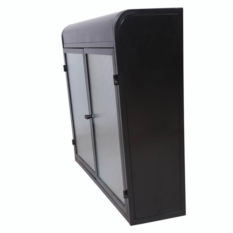 Modern Fluted Glass Wall Cabinet - Adjustable Shelves