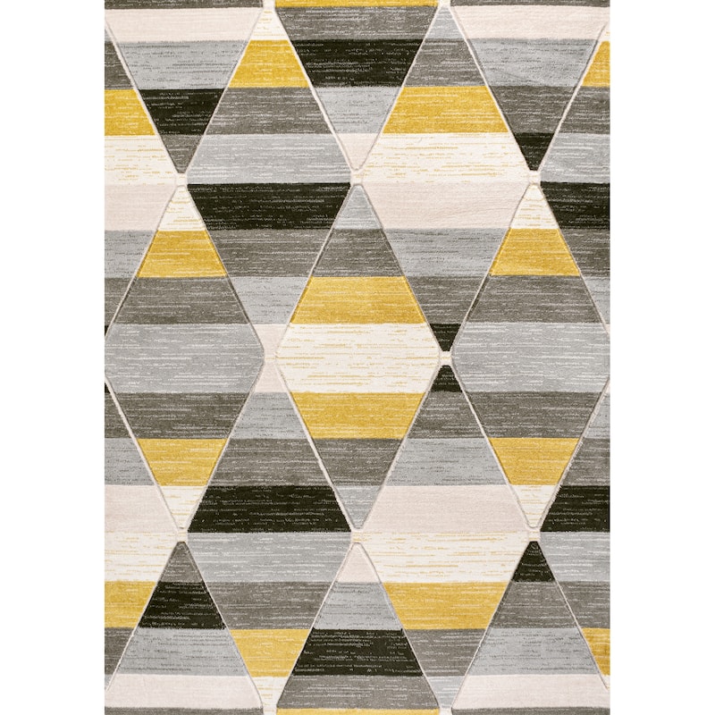 JONATHAN Y Tamara Boho Jute Circle Area Rug - 4 X 6 - Yellow/Gray/Cream