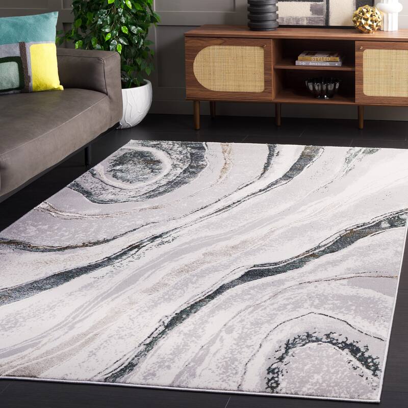 SAFAVIEH Alenia Dasantila Modern & Contemporary Rug - 6'7" Square - Grey/Ivory