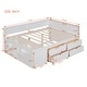preview thumbnail 2 of 9, Full Captain Bed Daybed Frame Platform Bed Mattress Foundation with L-Shaped Guardrail 4 Drawers and Shelves - White