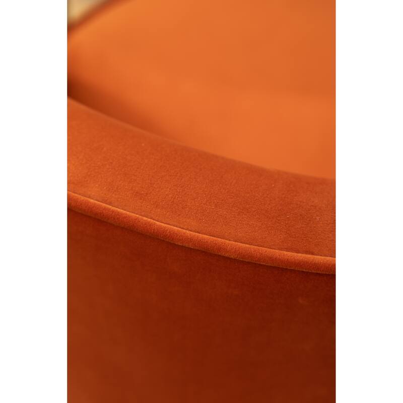 Orange Modern 22" Upholstered Velvet Accent Chair with Round Swivel Metal Base for Living Room