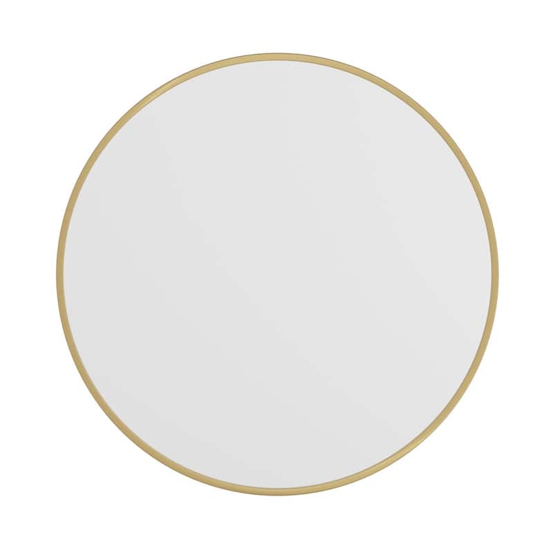 Wall Mount Shatterproof Round Accent Wall Mirror with Metal Frame