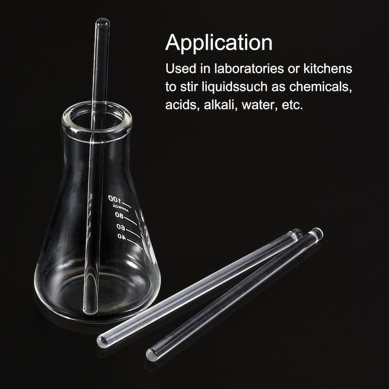 Borosilicate Glass Stick Stir Rod for Lab, kitchen 3Pcs