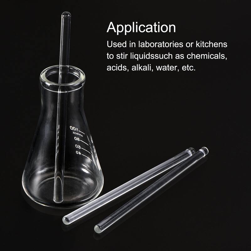 Borosilicate Glass Stick Stir Rod for Lab, kitchen 6Pcs