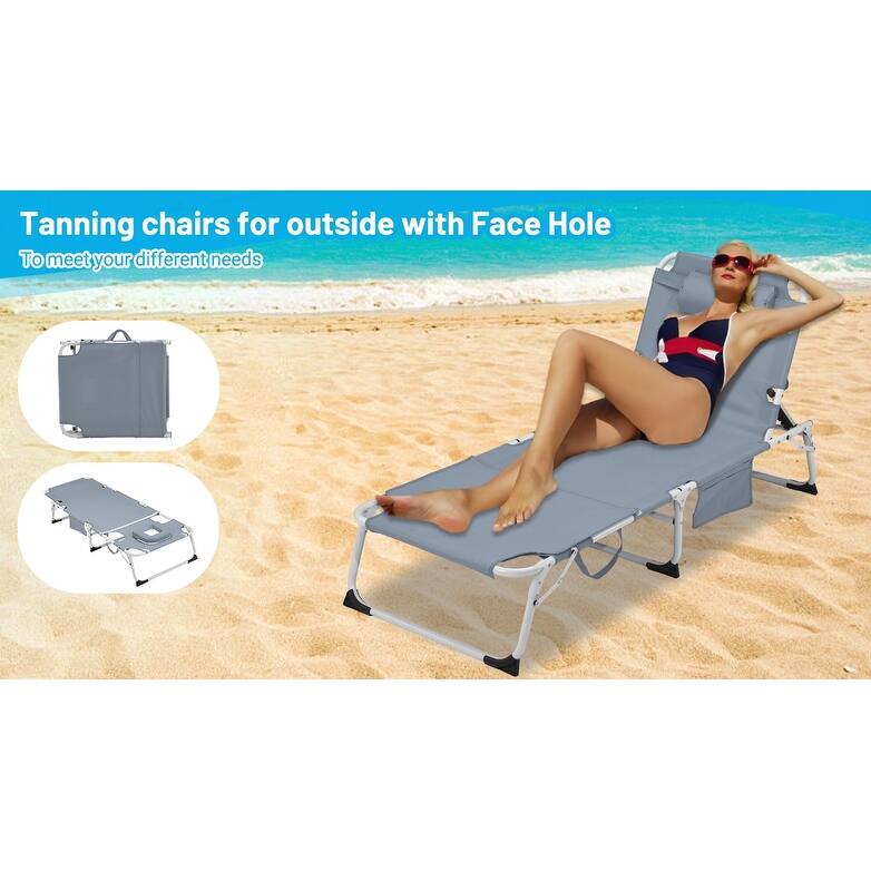 3-in-1 Heavy Duty Tanning Chair with Face Hole