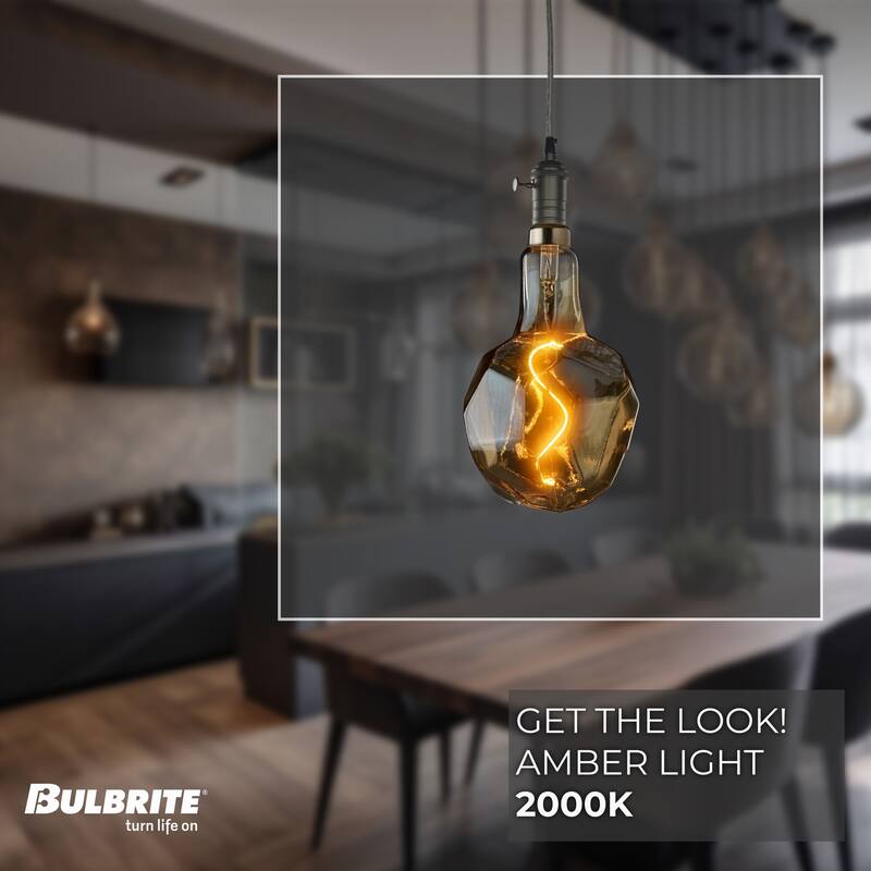 Bulbrite LED Grand Bulb and Pendant Kit of (1) 4 Watt Antique Glass 12" Jewel Shaped Bulb