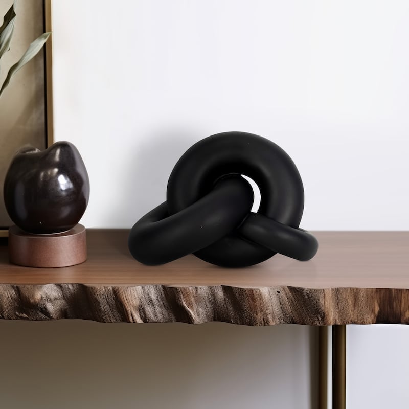 Sagebrook Home 9" Resin Knot Decor, Solid Color - Black - 6.25" x 9" x 7"
