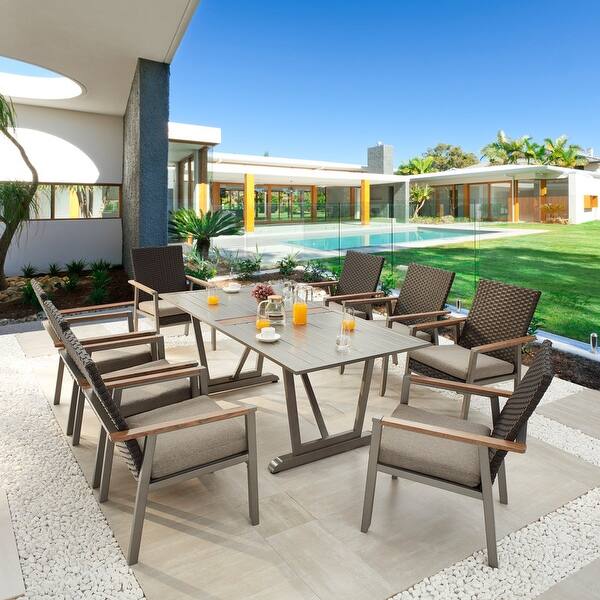 slide 6 of 12, Patio Festival Thermal Transfer 9-Piece Outdoor Dining Set Tan