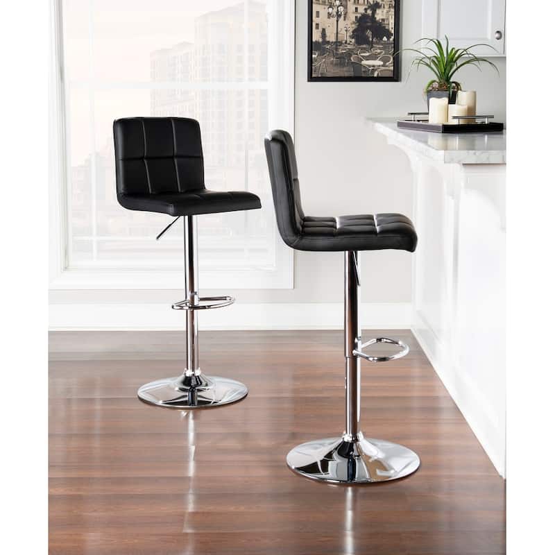 Roxie Faux Leather Adjustable Height Bar Stool - Black