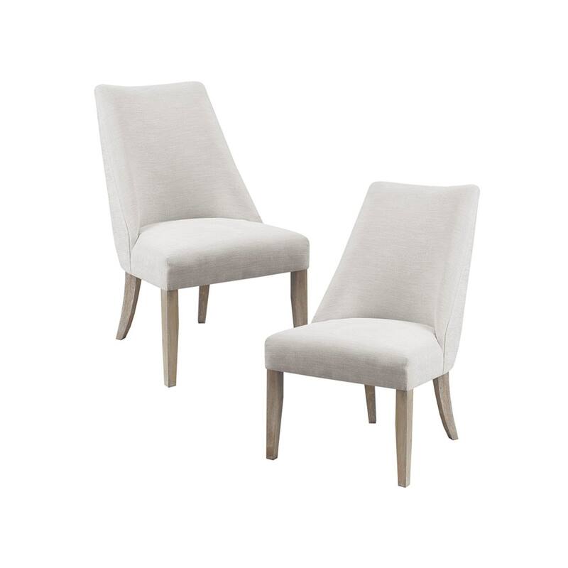 Roomfitters Winfield Upholstered Dining Chairs, Set of 2 Farmhouse High-Back Side Chairs with Solid Wood Legs, Light Blue