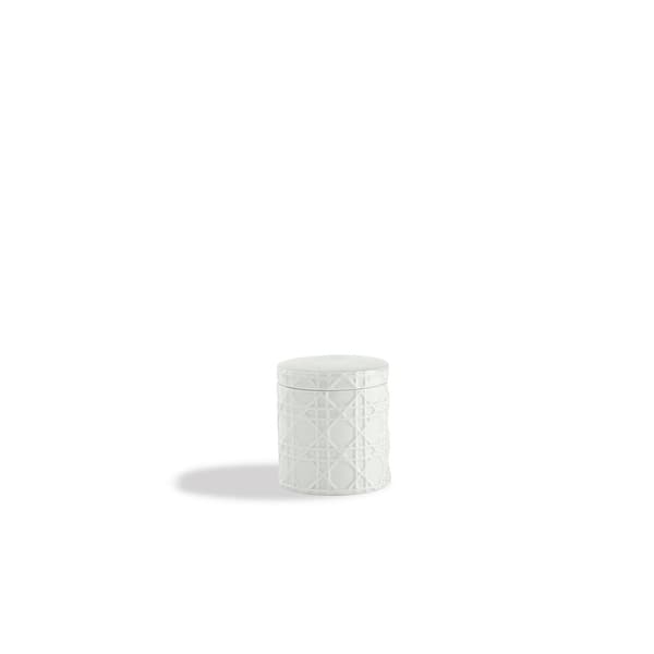 Kassatex Rattan Bathroom Accessory Collection - White Jar