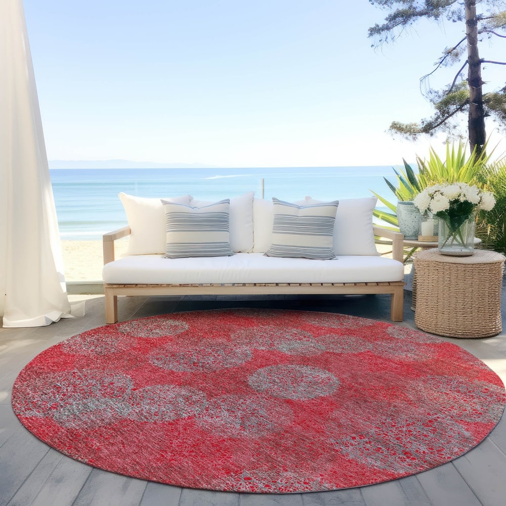 Machine Washable Indoor/ Outdoor Boho Sphere Chantille Rug