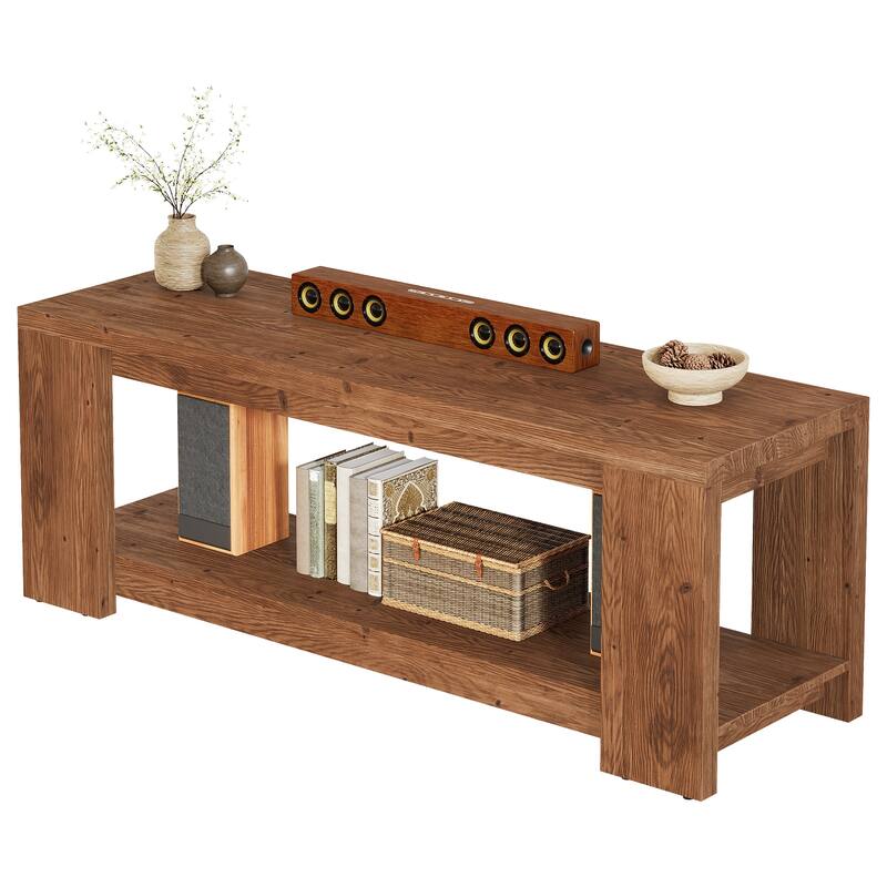 63-Inch TV Stand, Solid Wood Television Stand for 55/60/65/75-Inch TV