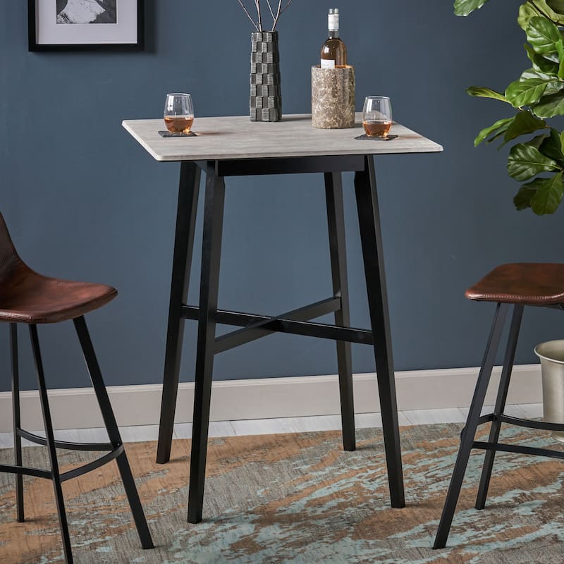 Modern Bar Height 42" Dining Table, Rubberwood Legs and Laminate Table Top