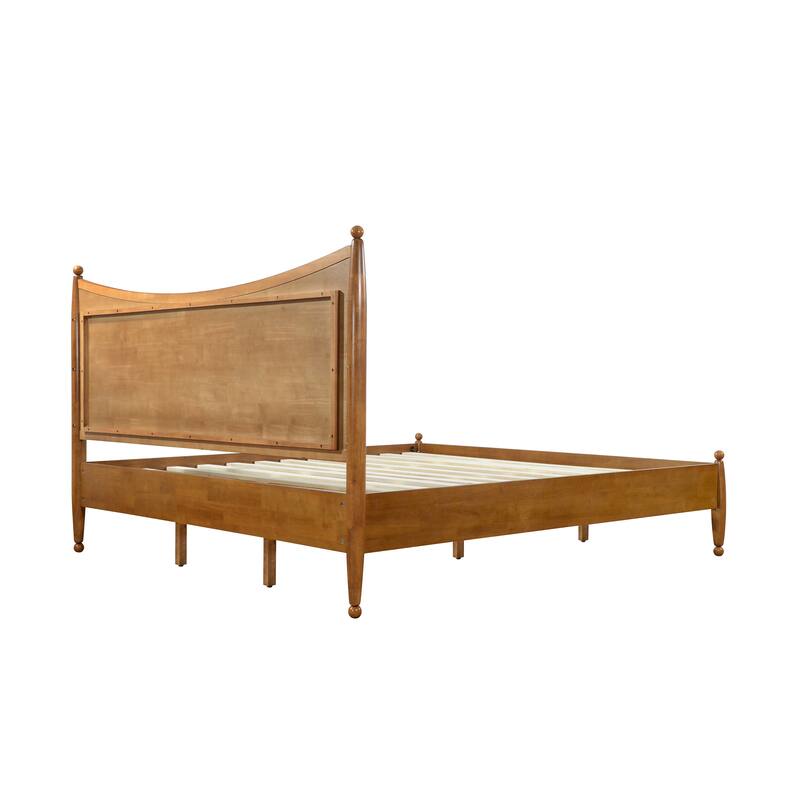 Christopher Knight Home - Classic Transitional Wooden Platform Bed with Curved Headboard