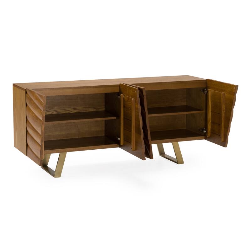 Modrest Finley Mid-Century Walnut & Gold Buffet