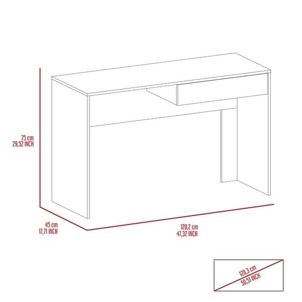 dimension image slide 1 of 3, Modern Computer Desk with Two Drawers and 25" Legroom Space, 47" Wide