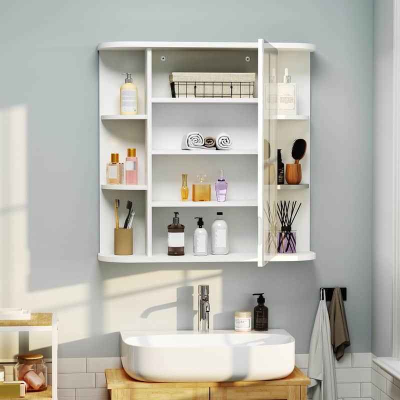 Pamapic Modern Bathroom Medicine Cabinet with Mirror and Shelves