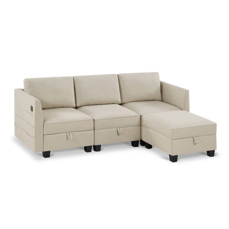 Billy 86" Modular 4-Piece Storage Sectional Sofa
