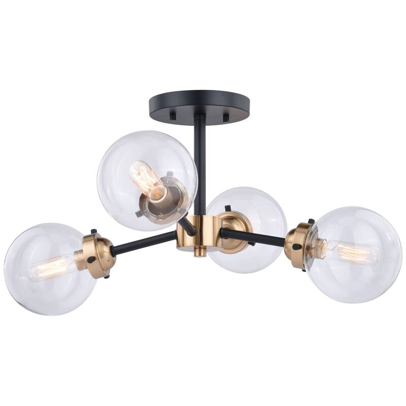 Orbit Sputnik Bronze Industrial Semi-flush Ceiling Light Fixture - Muted Brass and Oil Rubbed Bronze - 20-in W x 10.5-in H x 20-in D