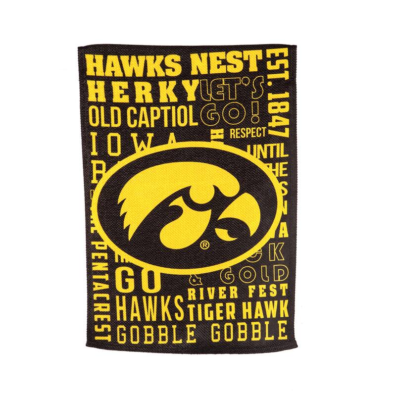 Embossed Suede Flag, Garden Size, University of Iowa