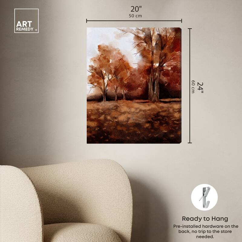 Art Remedy November Landscape Gallery Wrapped Landscape 1 Piece Canvas Wall Art Watercolor Style