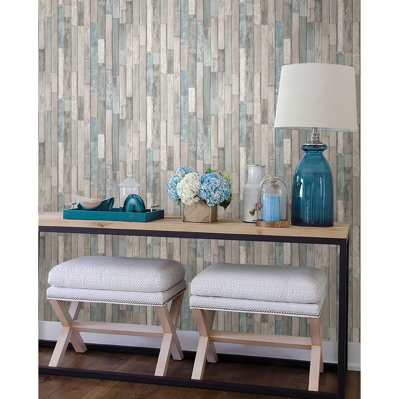 Brewster Barn Board Grey Thin Plank Wallpaper - 20.5 x 396 x 0.025