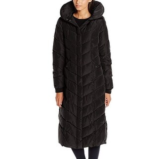steve madden women's long chevron maxi puffer coat
