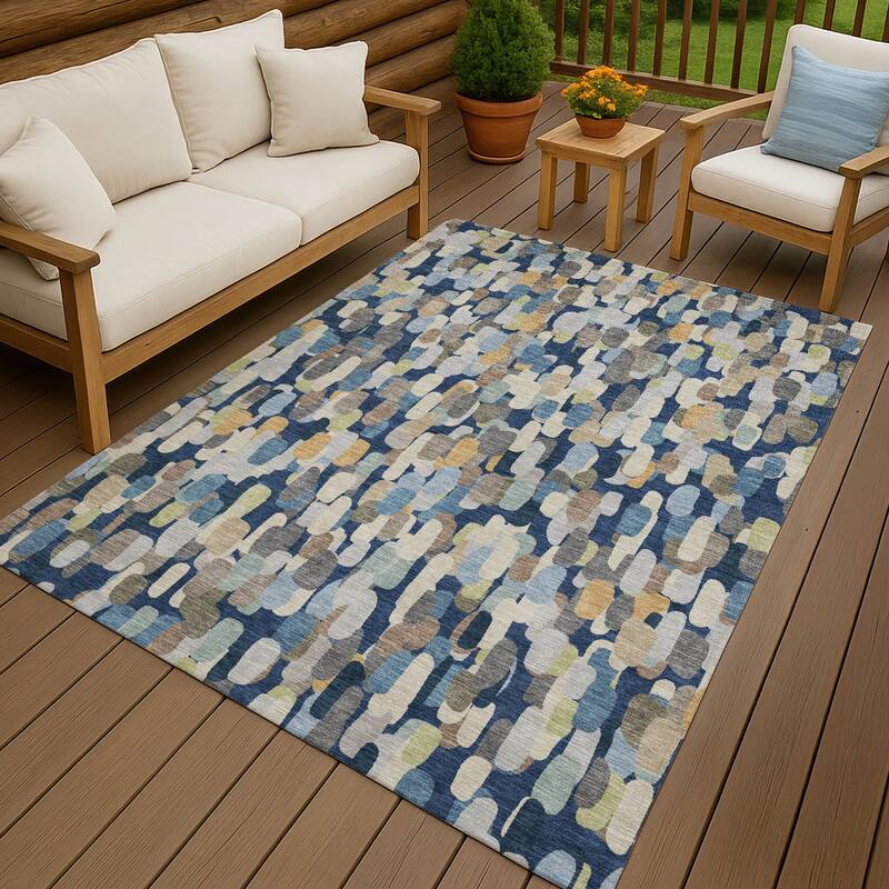 Machine Washable Indoor/ Outdoor Contemporary Drew Chantille Rug - Navy - 2'6" x 3'10"