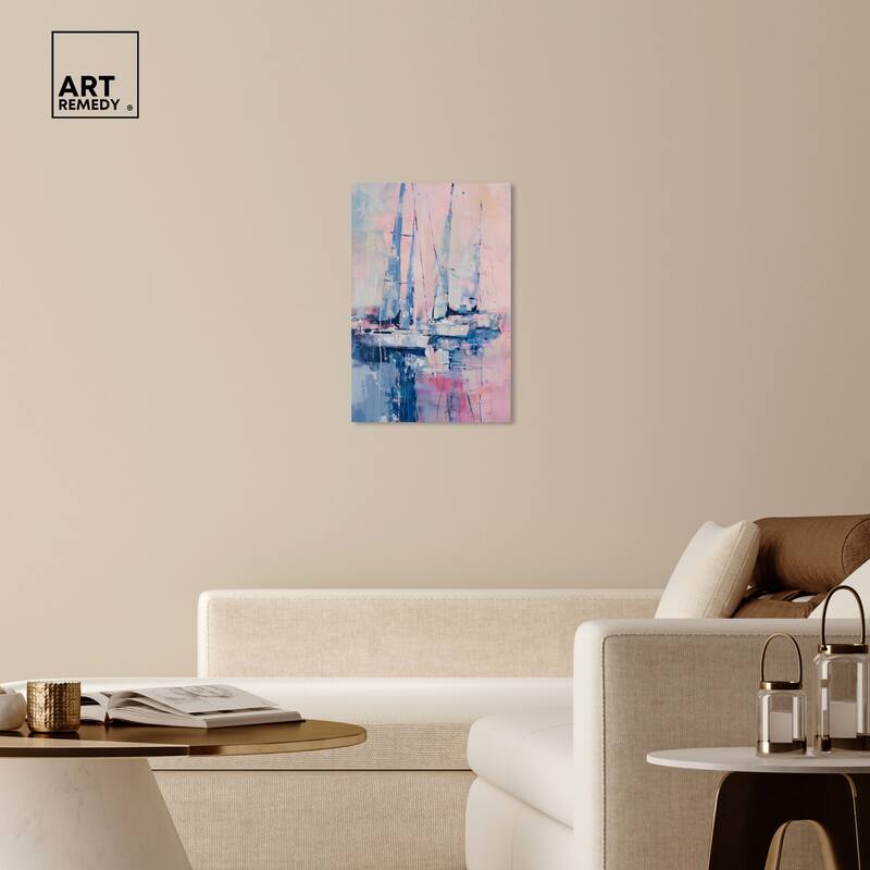 Art Remedy Pastel Sea Breeze Gallery Wrapped Sailing 1 Piece Canvas Wall Art