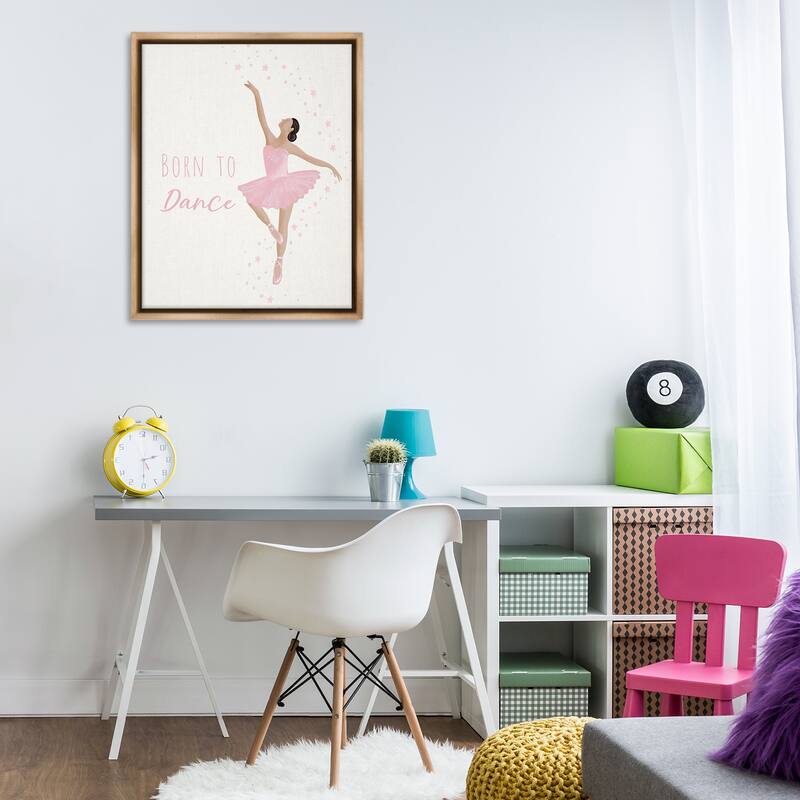 Stupell Born To Dance Ballerina Framed Floater Canvas Wall Art Design By Chen Alyesh