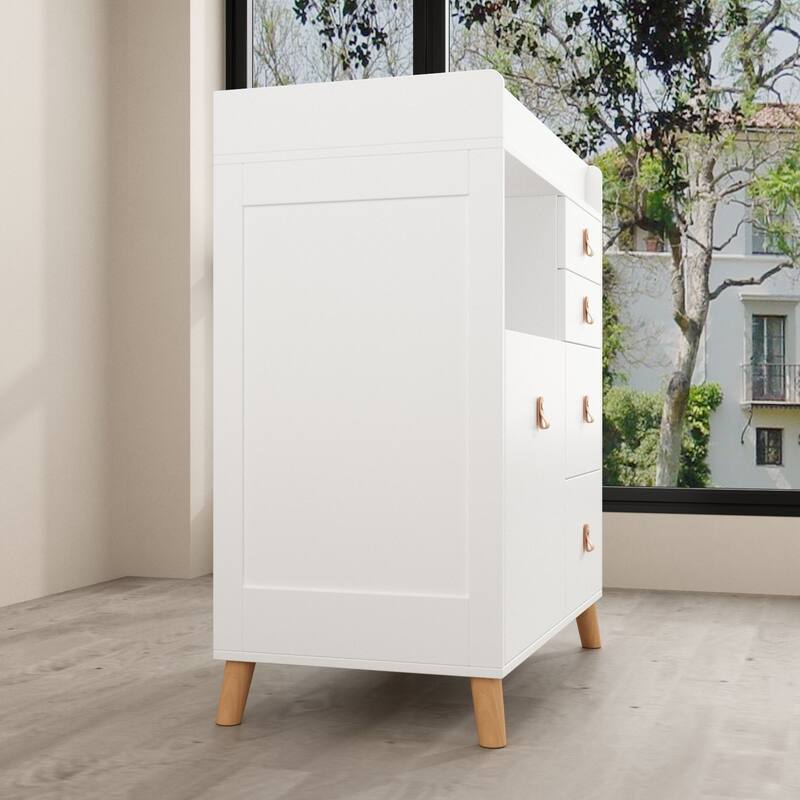 Baby Changing Table Dresser, 33.5" Baby Nursery Dresser with Drawers