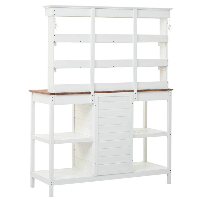 66" Outdoor Wooden Potting Bench Table, Garden Workstation