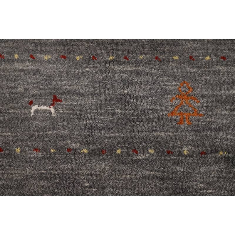 Tribal Gray Gabbeh Oriental Area Rug Hand-Knotted Wool Carpet - 8'1"x 9'10"