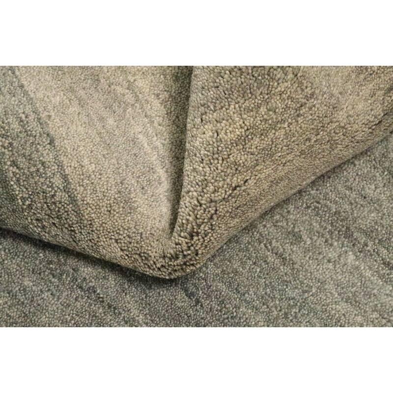 Hand Knotted Oriental 100% Wool Carpet Modern Stripe Green Gabbeh Area Rug - 7' 11'' X 7' 5''